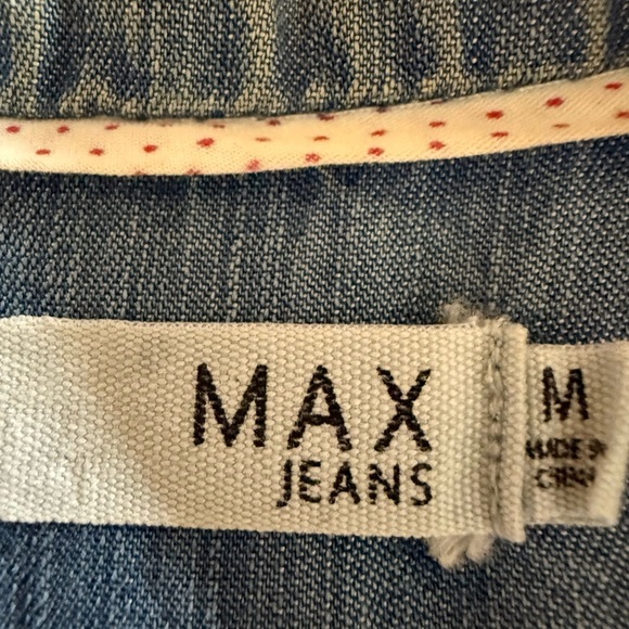 Max Jeans Blue Jean Jacket with Cascading Lapels and Drawstring Tie Belt - Picture 8 of 11